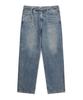 Belted Denim Washed Regular Pants Blue