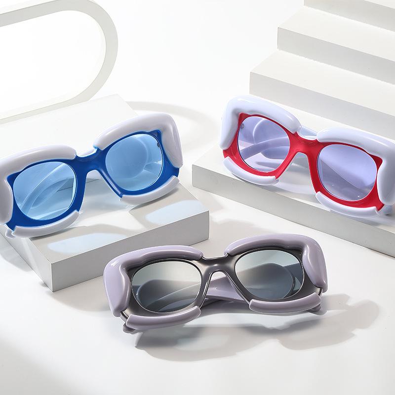 Avant-Garde Color Block Square Sunglasses - Hip Hop Fashion
