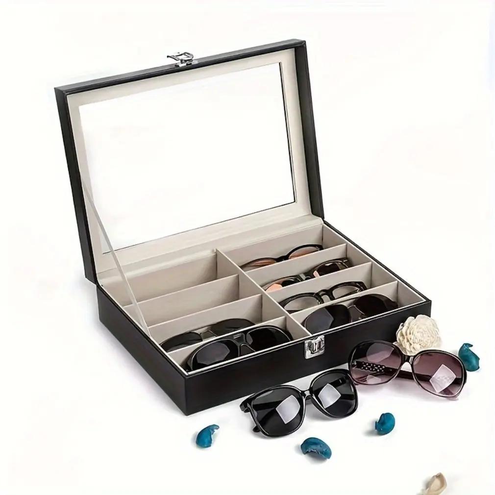 Multifunctional Sunglasses Storage Box Men's and Women's Glasses Display Box PU Leather Dustproof Jewelry Watch Storage Box
