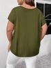 2026 Plus Size V-Neck Cross Strap Hollow Short Sleeve Women's T-shirt