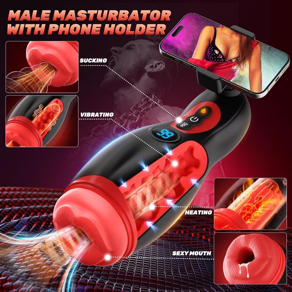 Male Masturbator Stroker with 9 Suction/Vibration Modes, APP Control, Heating | LCD Blowjob Toy for Men