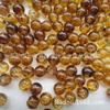 Amber-Colored Double-Hole Round Beads, 6-20mm, Transparent Amber Finish