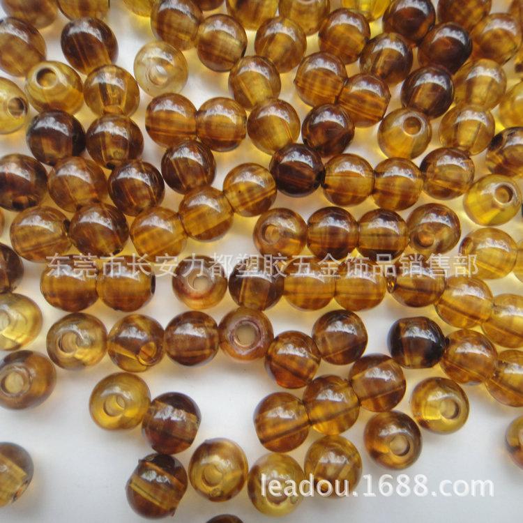 Amber-Colored Double-Hole Round Beads, 6-20mm, Transparent Amber Finish