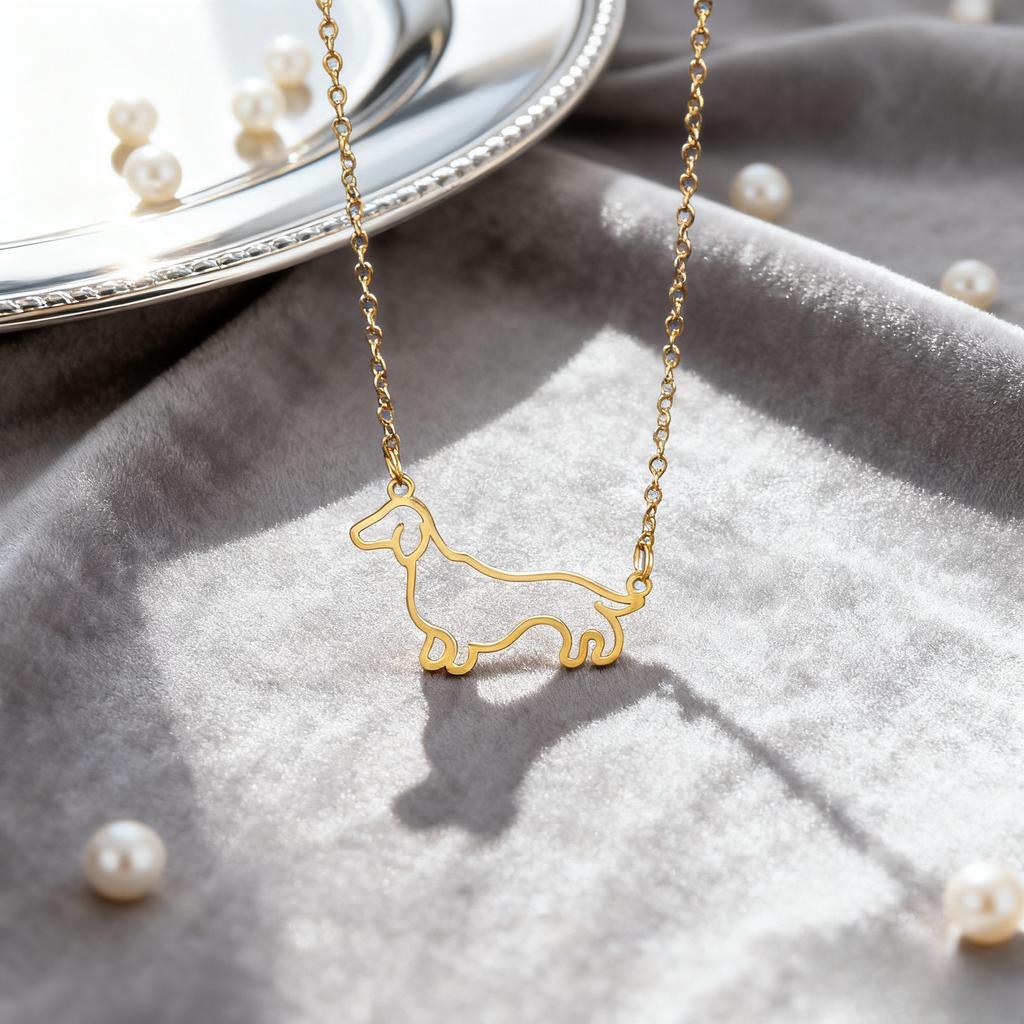 Fashion Short Leg Sausage Dog Stainless Steel Hollow Sausage Dog Women's Neck Chain Pet Animal Necklace Fashion Jewelry Gift