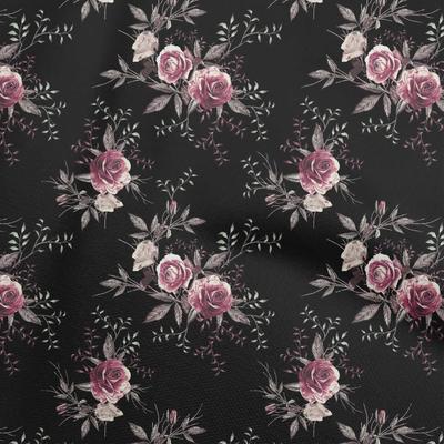 Baumwoll-Flex-Stoff in Schwarz mit Blumenmuster, Quiltzubehör, bedruckter Nähstoff, Meterware, 40 Zoll