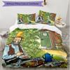 3pcs Duvet Cover Set (1*Duvet Cover + 2*Pillowcase, Without Core), Pettersson und Findus Print Soft All‑Season Bedding Set, Home Bedroom Decor Gift