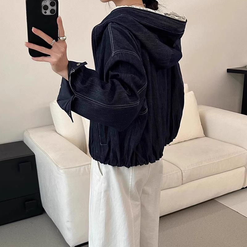 2025 Europäische Frühlings-Denimjacke mit Kapuze für Damen - Lockere Passform, Trendiges Design