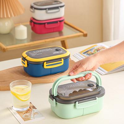 Bento Lunch Box with Spoon and Fork High-capacity Microwave Food Container Portable Leak-proof