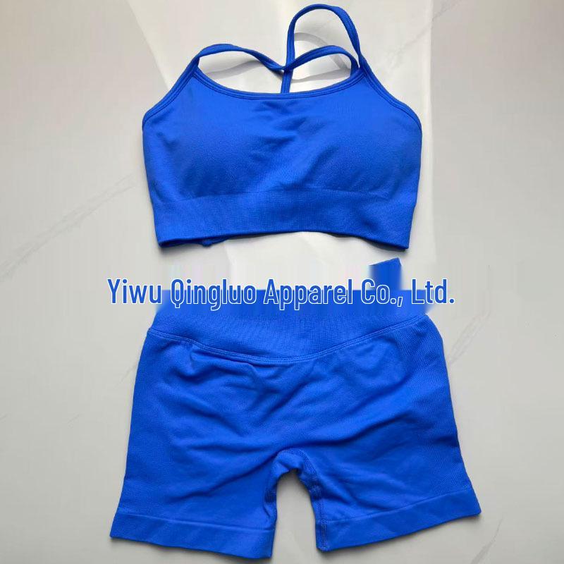 

Dfyne Seamless Criss-Cross Nylon Sports Bra & Yoga Shorts Set Extra Small