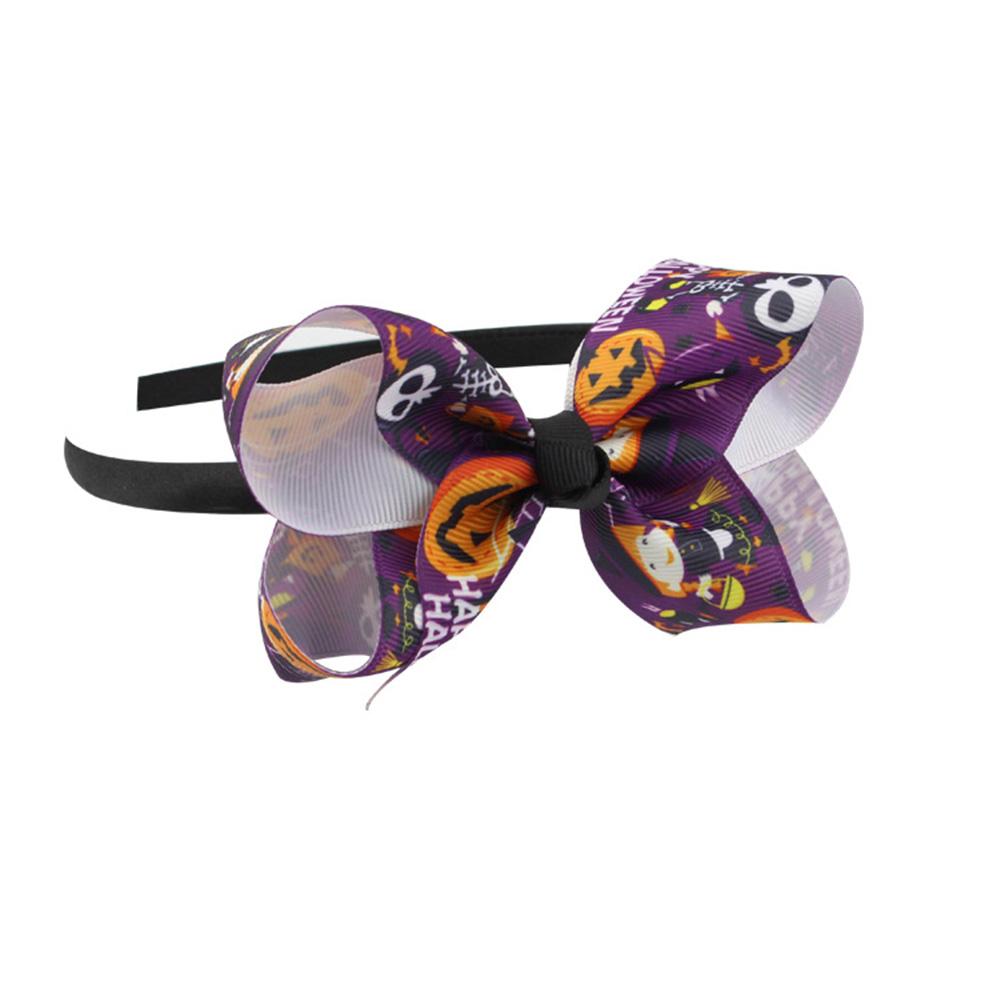 Kid Girl Fashion Bowknot Halloween Pattern Hair Band Headwear Delicate Hair Clasp for Halloween Party