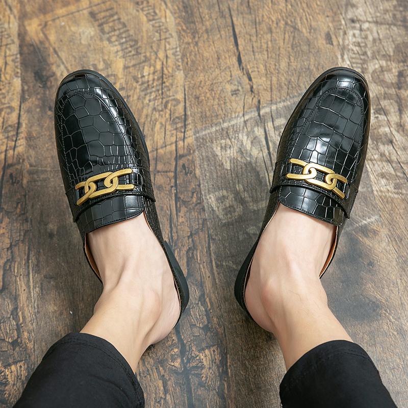 Fashion 2024 New Mens Casual Loafers Leather Classic Boat Shoes Handmade Shoe High Quality Half Slipper Flats Lazy Footwear Muller Shoes