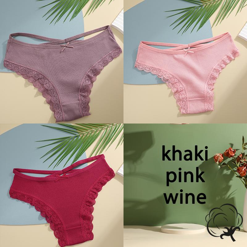 FINETOO 3PCS/Set Cotton Briefs Women Mid Waist Panties Sexy Underwear Ladies Lingere Straps Bow Panties Underware Comfortable Womens