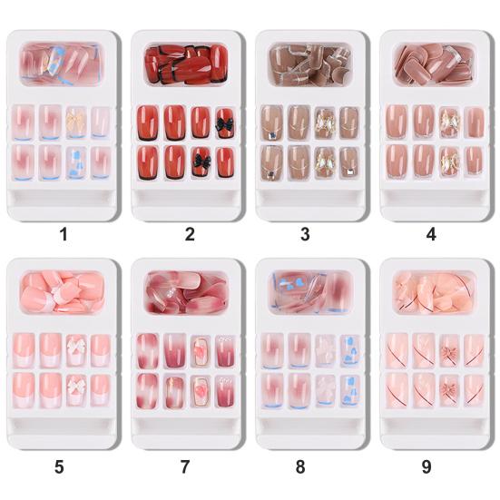 24 ks Umělé nástavce na nehty Odnímatelné rekvizity rozvržení Lehký Užitečný Stiskněte na motýla Plné umělé nehty pro krásu