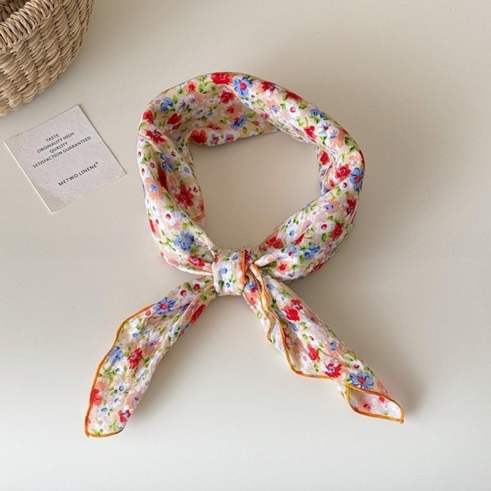3pcs/set Colorful Printed Headscarf Thin Fabric Flower Square Headband Floral Neck Scarf  Girls