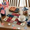 Stars American Flag 4th of July Placemats Set of 4, 12x18 Inch Memorial Day Patriotic Table Mats for Party Kitchen Dining Decoration