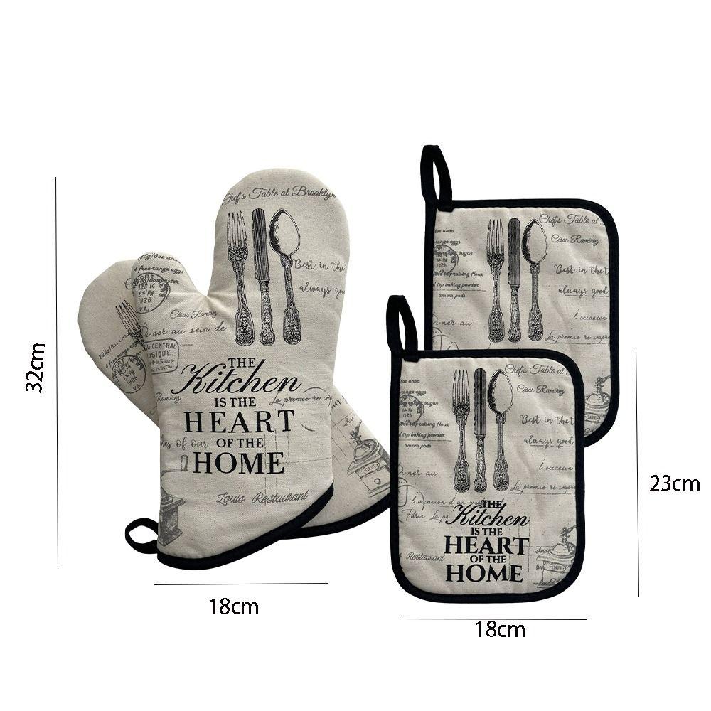 Cotton Oven Gloves Thickened Insulation Pads Kitchen Baking Accessories Anti Steam Gloves  Clothes