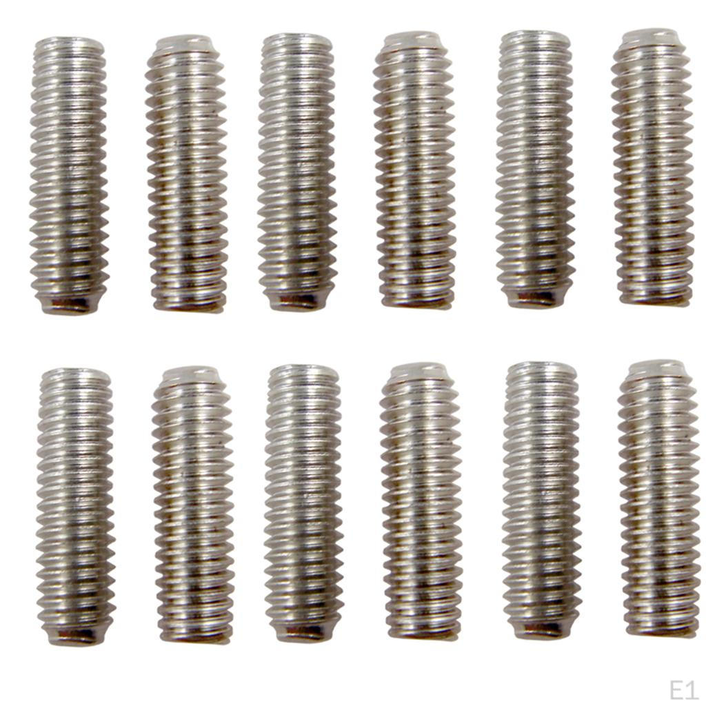 Pack of 12 Tailpiece Saddle Height Adjustment Screws Dia. 2.5mm for Electric Guitar Parts Silver