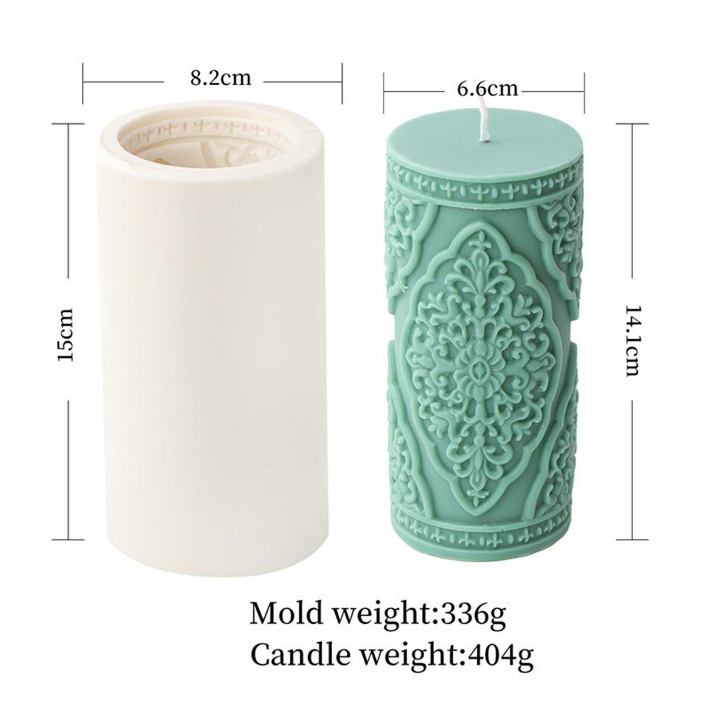 Floral Pattern Cylindrical Candle Silicone Mold Relief Cylindrical Aromatherapy Soap Mould Gypsum Silicone Molds for Home Decor