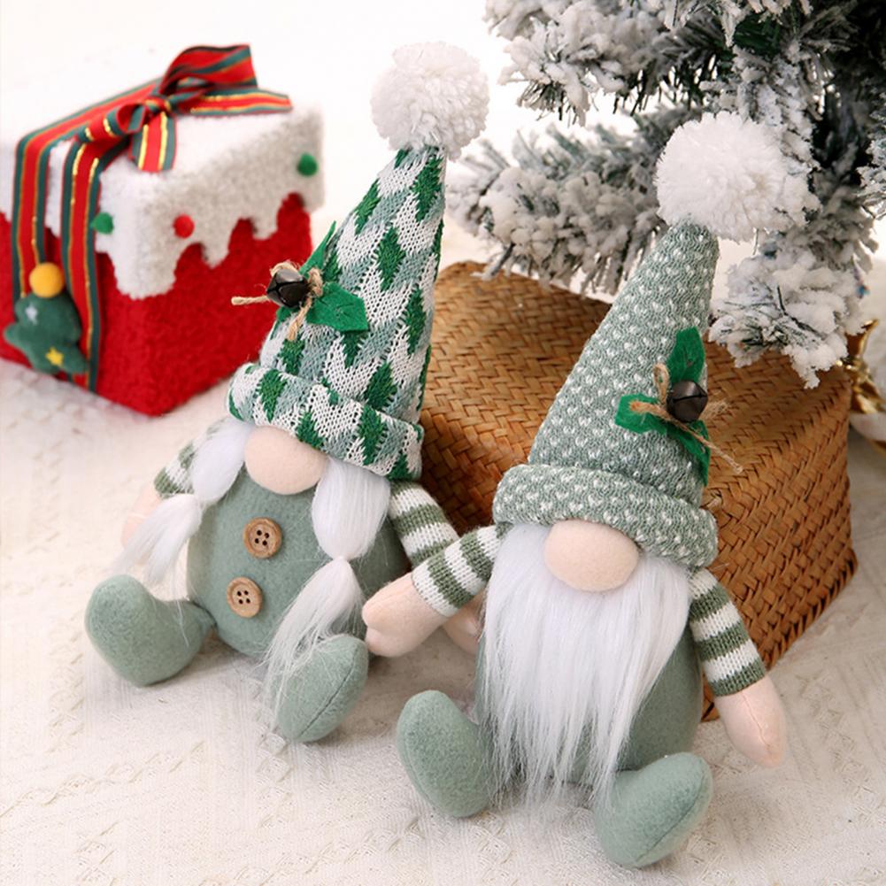 Holiday Gnome Ornament Rustic Christmas Gnome Accent Handmade Plush Christmas Gnome Doll Decorations Green Swedish for Home