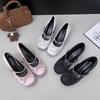 Retro style bow rhinestone single shoes spring and autumn new daily design sense versatile word belt Mary Jane shoes