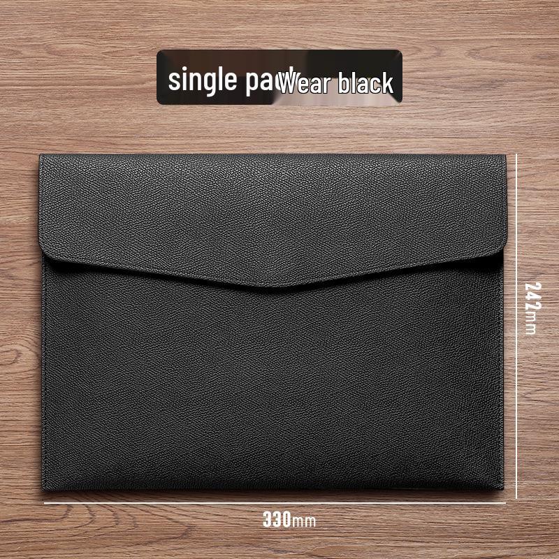 A4 Leather File Folder: Waterproof, Thickened Business Document Organizer with Snap Closure