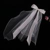 Ribbon Bowknot Long Tulle Marriage Bridal Veil with Fix Hair Clip for Marriage Wedding Celebration Party Accessories