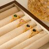 Light Luxury Zircon Inlaid Titanium Steel Ring, Non-fading French Style High-end Stainless Steel Open Band