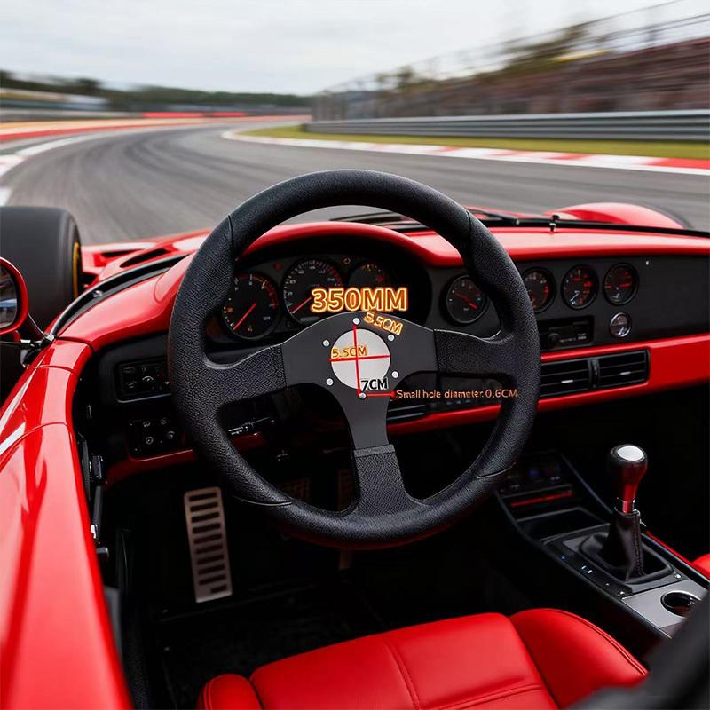 350MM 6-Hole Universal Steering Wheel For Go-Kart Modified Car Adult Racing Car Dune Buggy PU Material Available In Black One