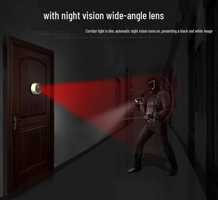 Inteligentny Elektroniczny Wizjer do Drzwi - Szerokokątna Kamera HD z Widzeniem Nocnym i Wizualnym Dzwonkiem Antykradzieżowym do Domu