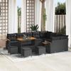 VidaXL 13-Piece Garden Sofa Set with Cushions Black Poly Rattan Acacia 3365169