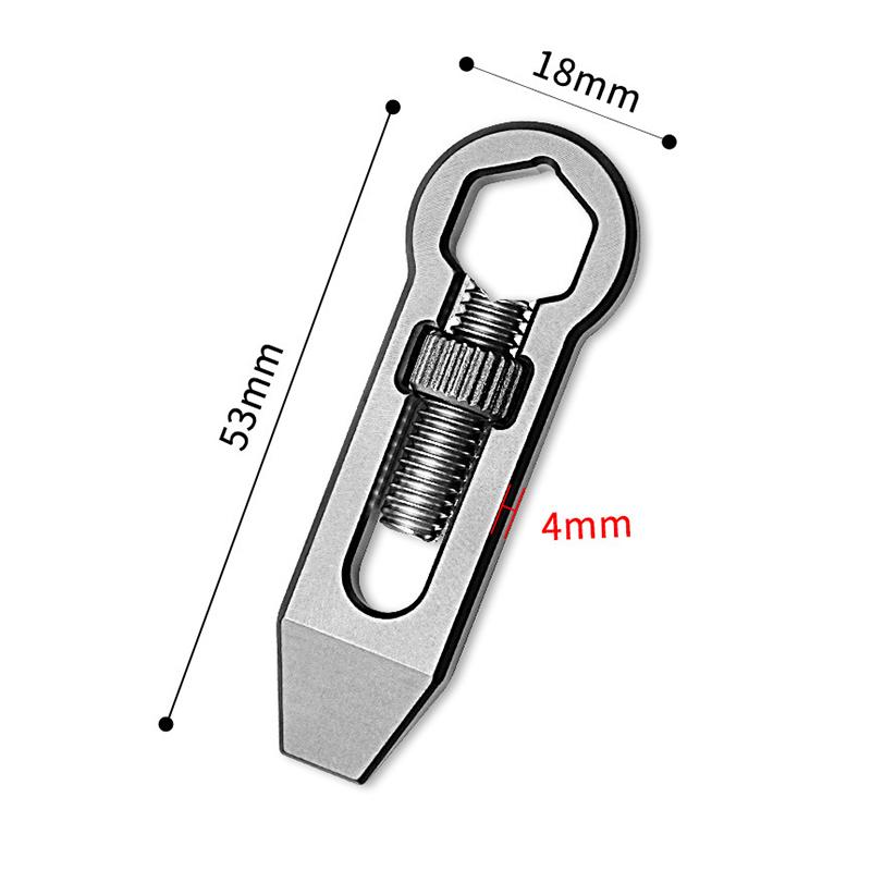 10g Creative Mini Titanium Alloy Crowbar Multi-function Adjustable Spanner Keychain Necklace Pendant Outdoor EDC Gadget Wrench