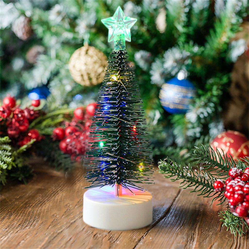Durable Mini Artificial Snow Simulation Frost Pine Christmas Tree Decorations Add Holiday Spirit with Delicate Ornaments