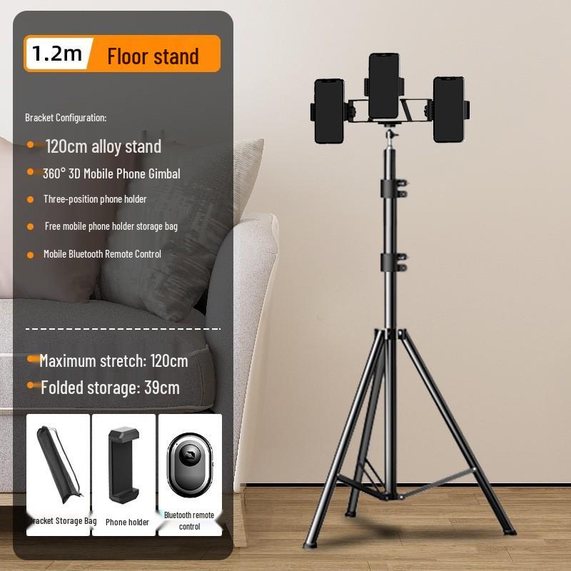 2025 Multi-Camera Pro Live Stream Tripod with Fill Light & Phone Holder