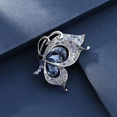 Butterfly Brooch High-End Women'S Retro Anti-Crystal Brooch Fashion Diamond Insect Pin Suit Accessories