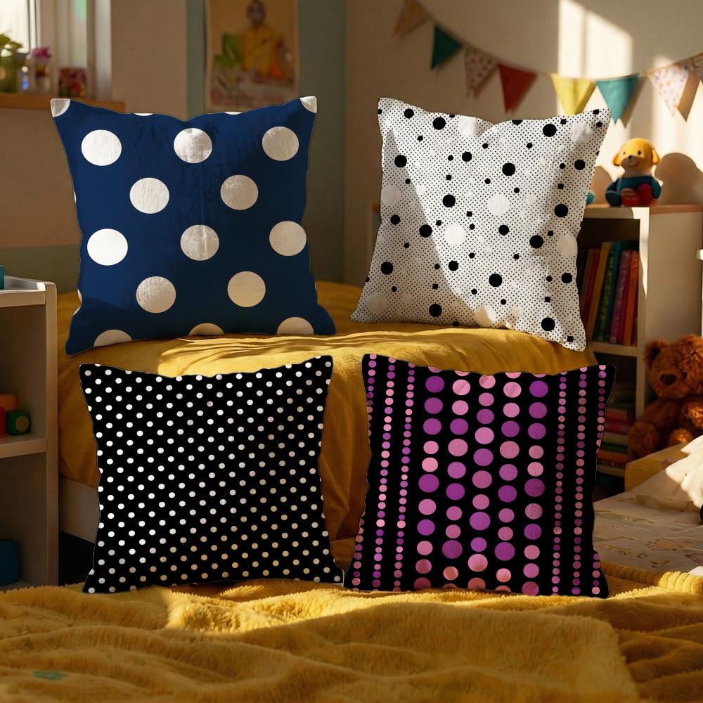 Polka Dot Texture Cushion Cover Set of Decorative Short Plush Pillow Covers for Sofa Soft Cushion Case X Cm