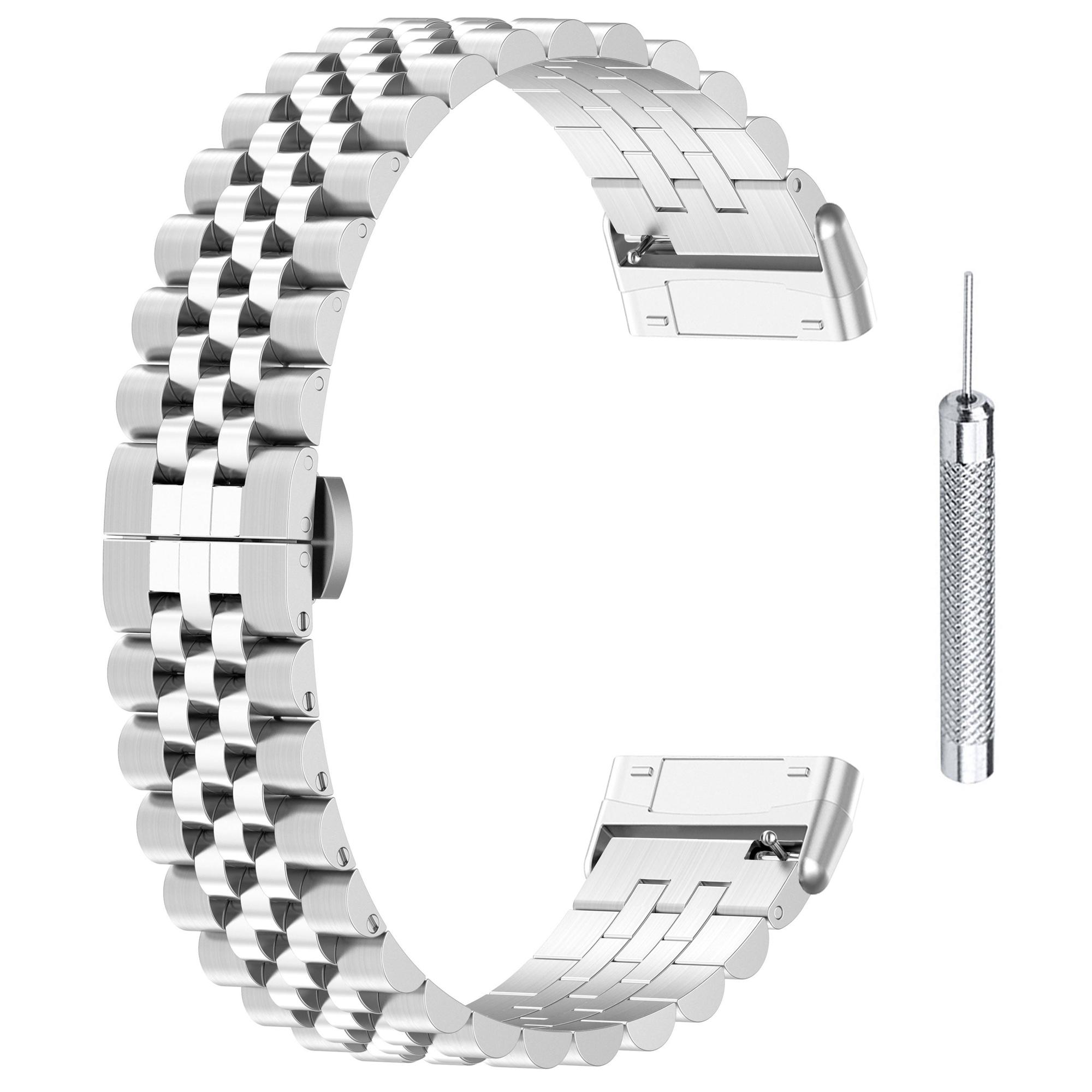 

Для Fitbit Versa 3/Versa 4 Ремешок для часов 5 бусин из нержавеющей стали Ремешок для часов Браслет с инструментом Silver