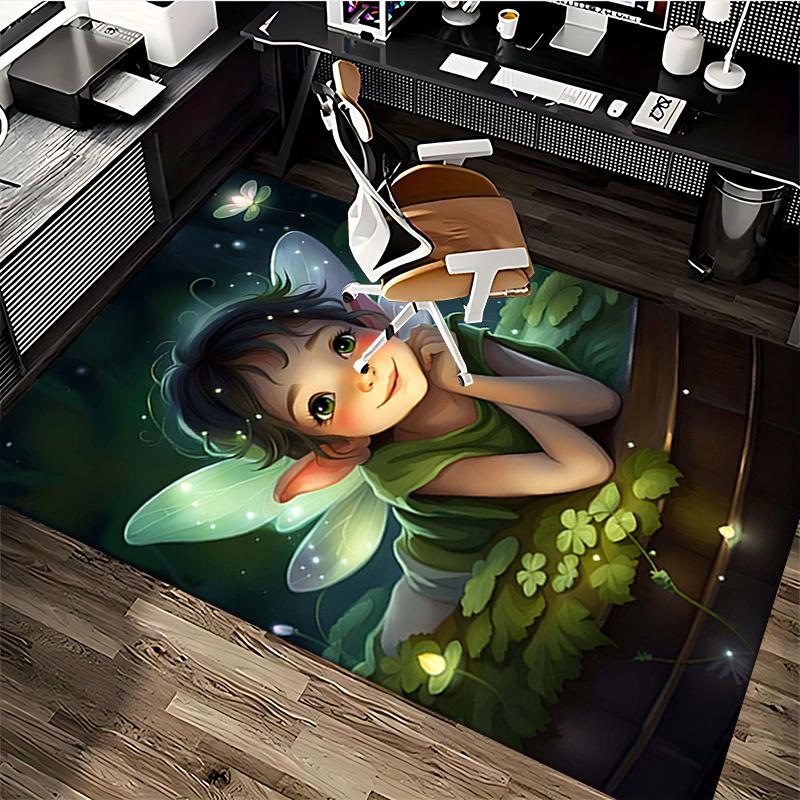 1pc Tinkerbell Fairy Chair Mat - Anime Cartoon Design, Non-Slip Carpet for Office Chairs, Suitable for Home Decor, Living Room, Bedroom, Game Room - F