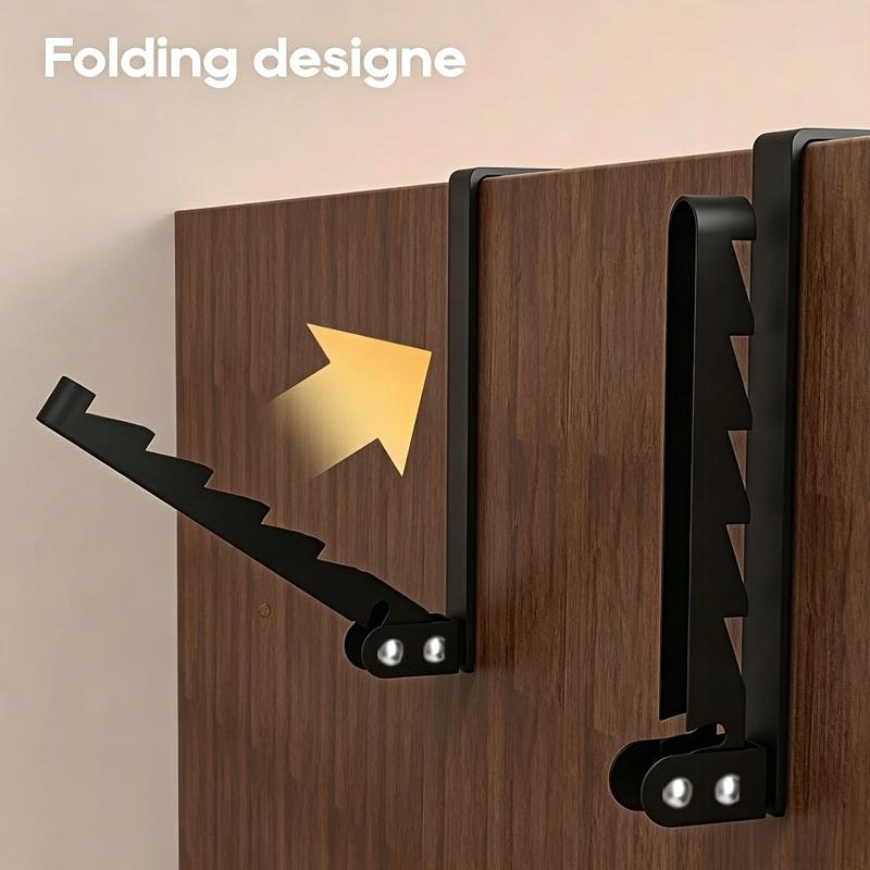 Collapsible No-Drill Over-Door Coat Hanger 5 Grooves Organizer Rack for Home Entryway Bathroom Scarves Keys Bags