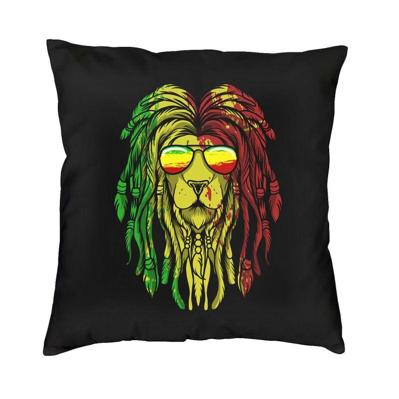 Helenal Unisex Reggae Music Lion Jamaican Flag Rasta Rastafari Square Throw Pillow Cover Home Decor 3D Double-Sided Printed Cushion Cover Sofa