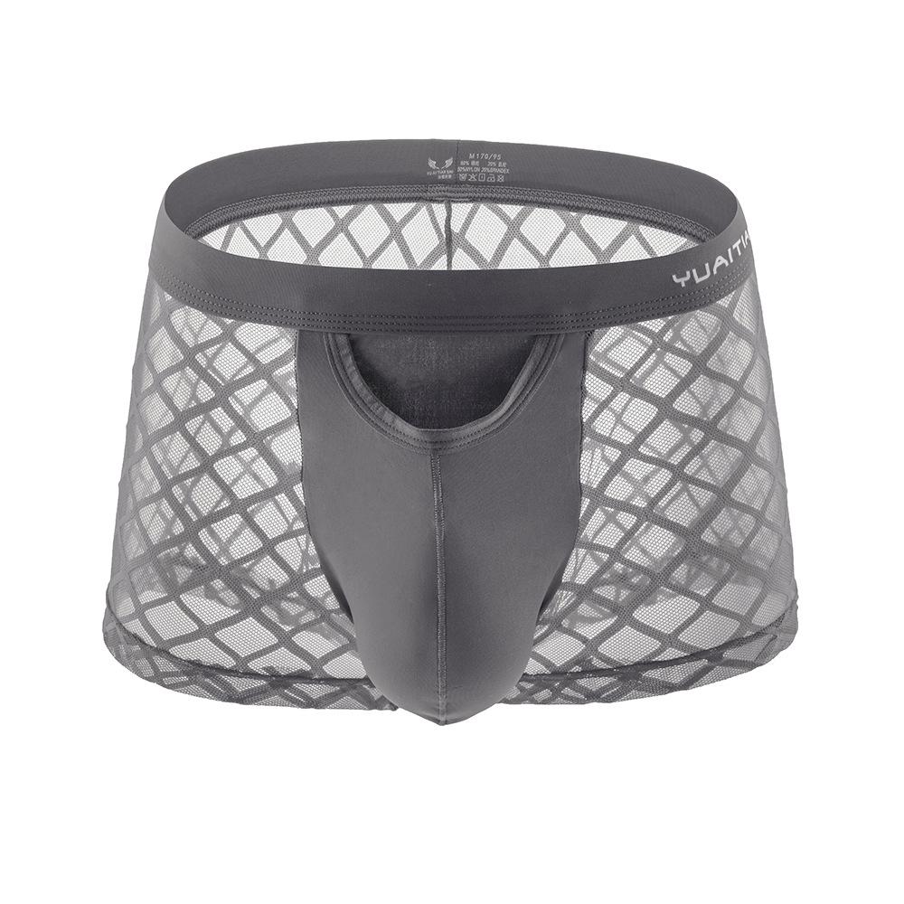 Spot Plus Size Men's Breathable Lace Mid-Waist Boxer Briefs