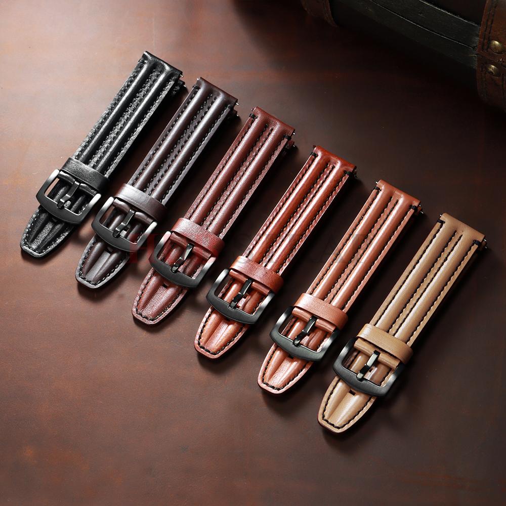 20mm 22mm 24mm Retro Genuine Cowhide Watch Band Straps for Seiko Leather Rugged Double Bone Band for Omega Men Women Accessories