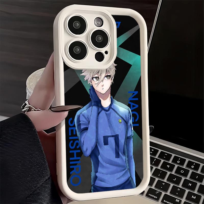 Phone Case for iPhone 17 Air 16E 15 16 Pro Max Anime Blue L-Lock Desgin Cover 14 Plus 13 12 Mini Soft Shell Silicone Fundas