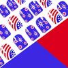 24 Pcs 4th Of July Patriotic Press On Nail Short Square False Nail Stripe Acrylic Nail Independence Day Stick on Nail