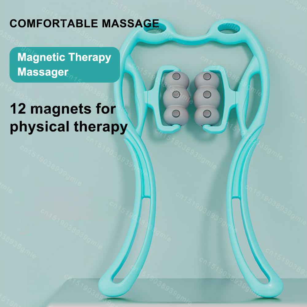 12 Magnetic Cervical Massager Neck Booster Hand-Held Physiotherapy Massage Roller Relax Muscles and Tendons Lengthen Leg Lines