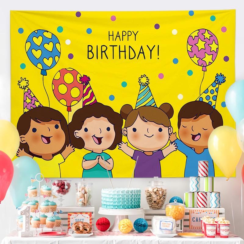 Kids' Birthday Backdrop Curtain - Party Poster Photo Props for a Festive Atmosphere