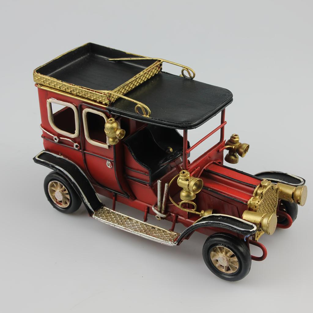 Vintage Handcrafted Metal Carriage Model Elegant Red and Golden Home Decor Piece, Ideal for Halloween and Christmas Display