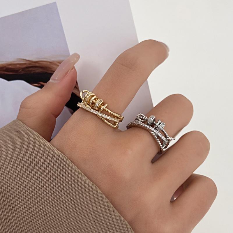Adjustable Rings for Women Anti Stress Anxiety Ring Geometry Rotating Freely Spinning Ball Rotate Accessories Jewelry Gift