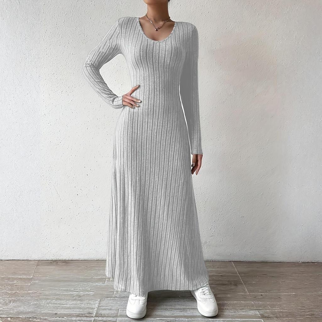 26-3-14-Women's Long Sleeve Dress Fall Casual T Shirt Loose Fit Pleated Front Dresses With Pockets2101