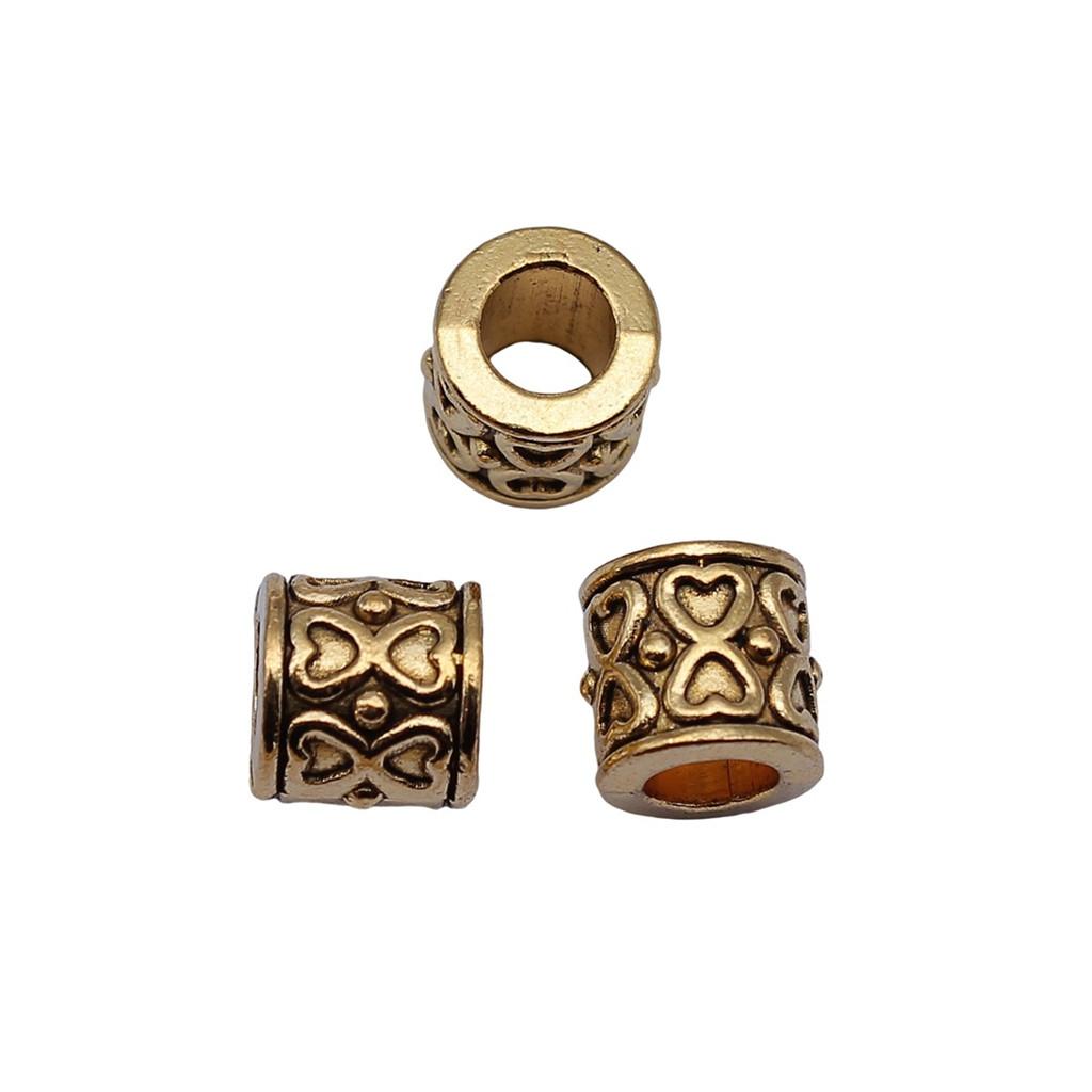 Vintage Floral Pattern Cylinder Beads Antique Style Large Hole Spacers For DIY