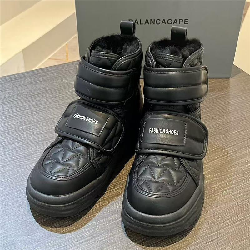 Fashion Snow Boots Women Chunky Heel Paltform All Match Casual Ankle Boots Hook Loop Flat Heel Increasing Mujer Shoes Winter New